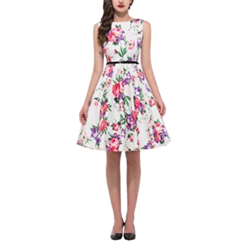 Grace Karin Floral Midi Dress - Pink and Purple Women Size Small